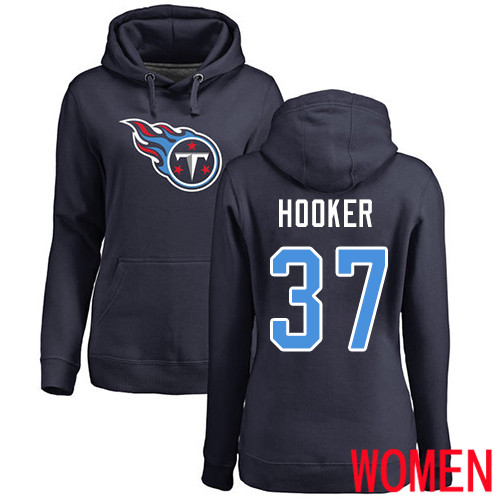Tennessee Titans Navy Blue Women Amani Hooker Name and Number Logo NFL Football #37 Pullover Hoodie Sweatshirts->nfl t-shirts->Sports Accessory